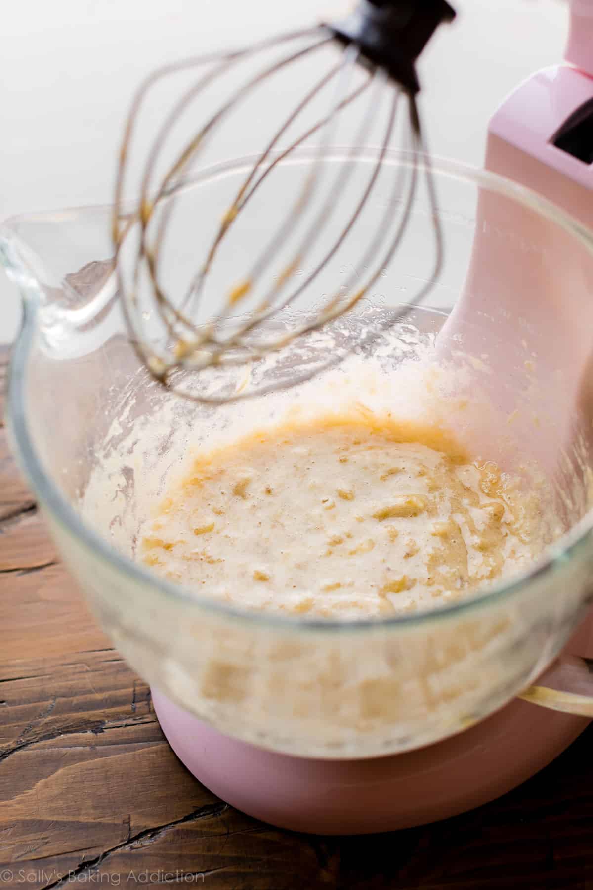 Mashing ripe bananas with a fork