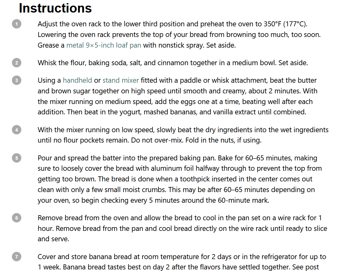 Banana Bread Recipe Instructions